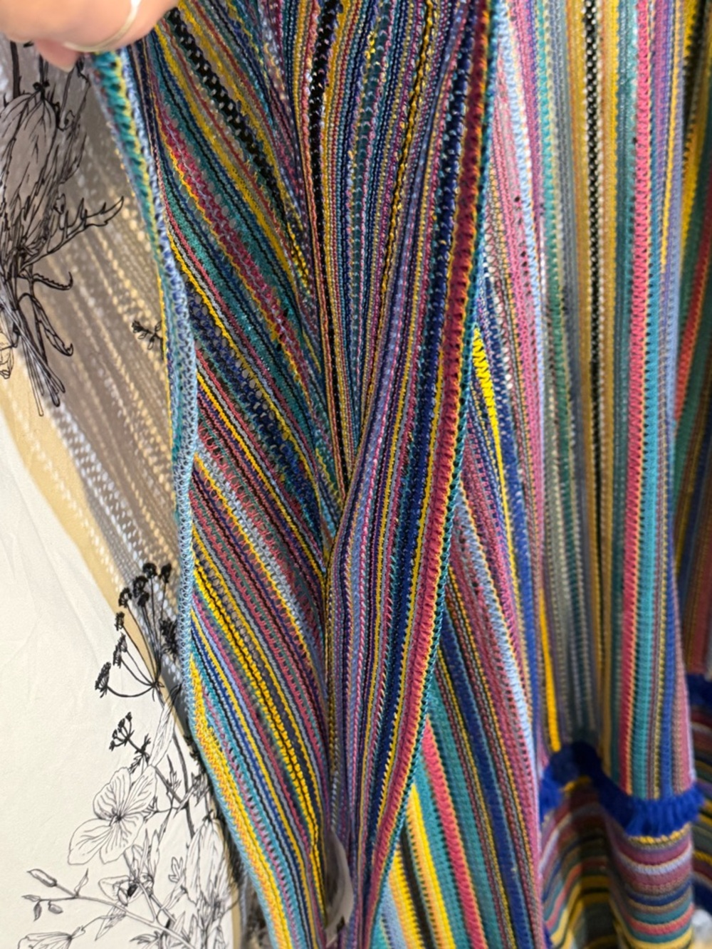 DAVI & DANI Rainbow Striped Knit Top with Blue Trim - Picture 5 of 6